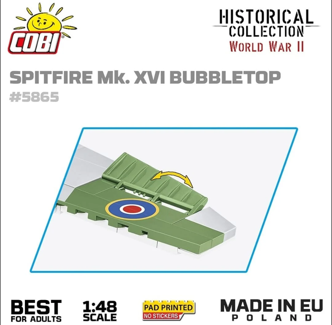 Spitfire Mk. XVI Bubbletop brick plane model - COBI 5865 - 152 bricks - Image 7