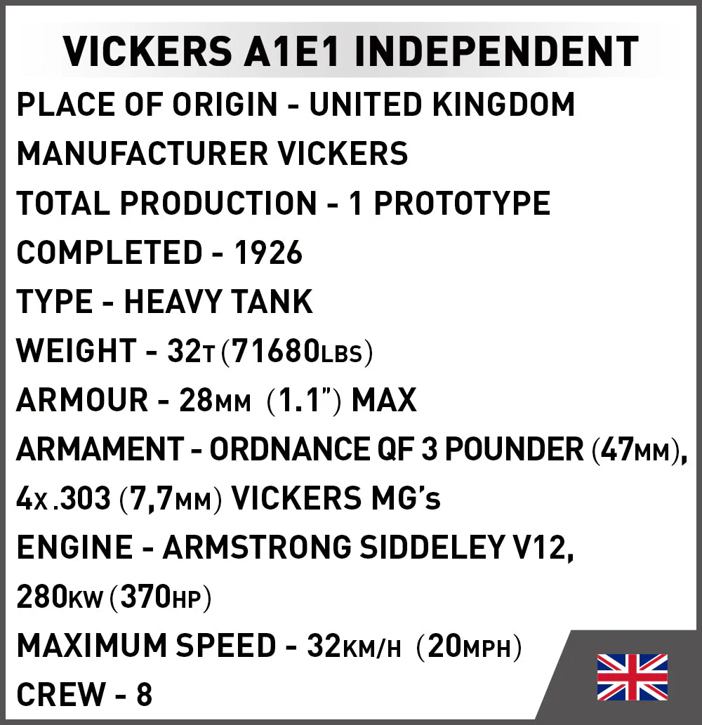 Vickers A1E1 Independent WW1 tank - COBI 2990 - 887 bricks - Image 7